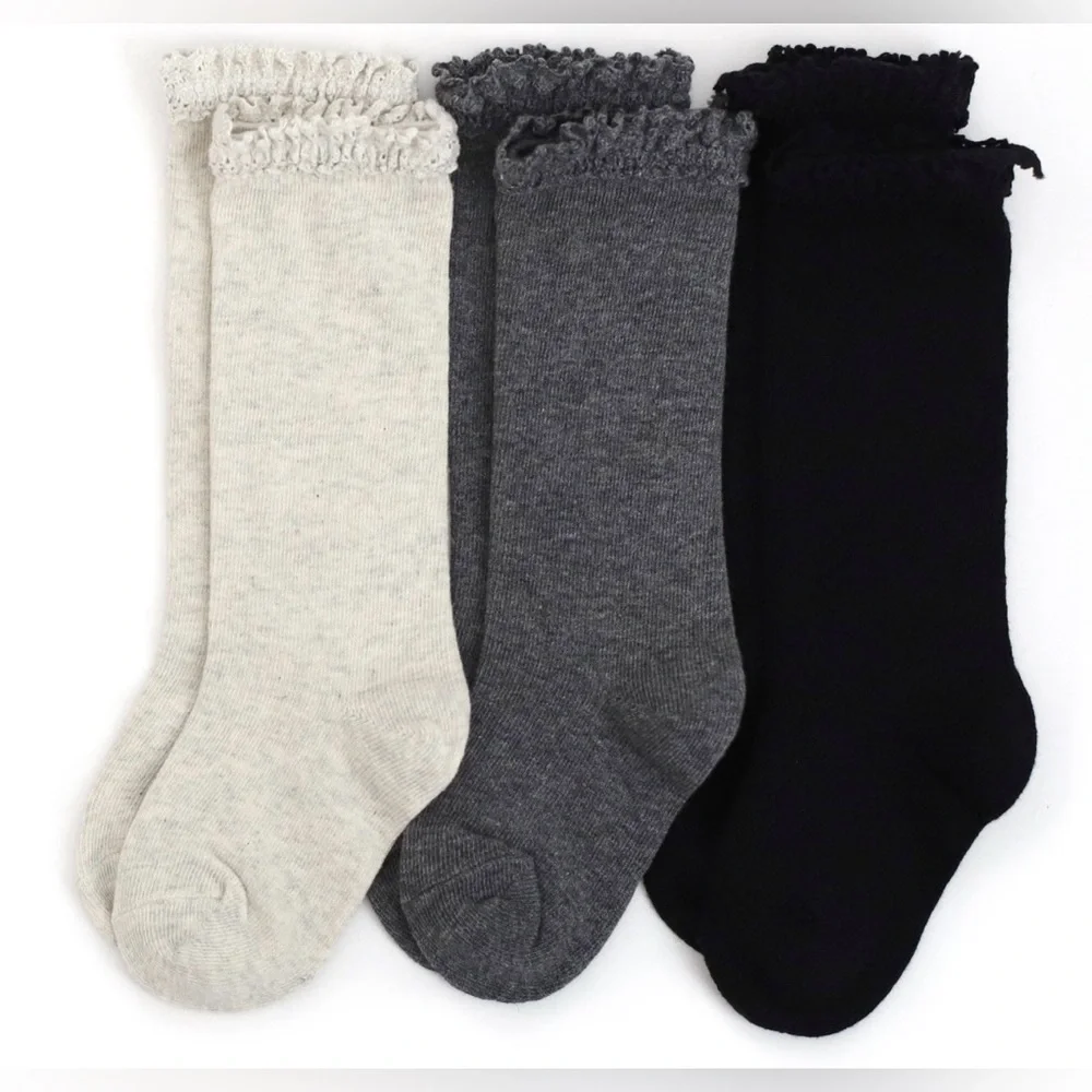 Little Stocking Co. - Midnight Lace Top Knee High Sock 3- Pack